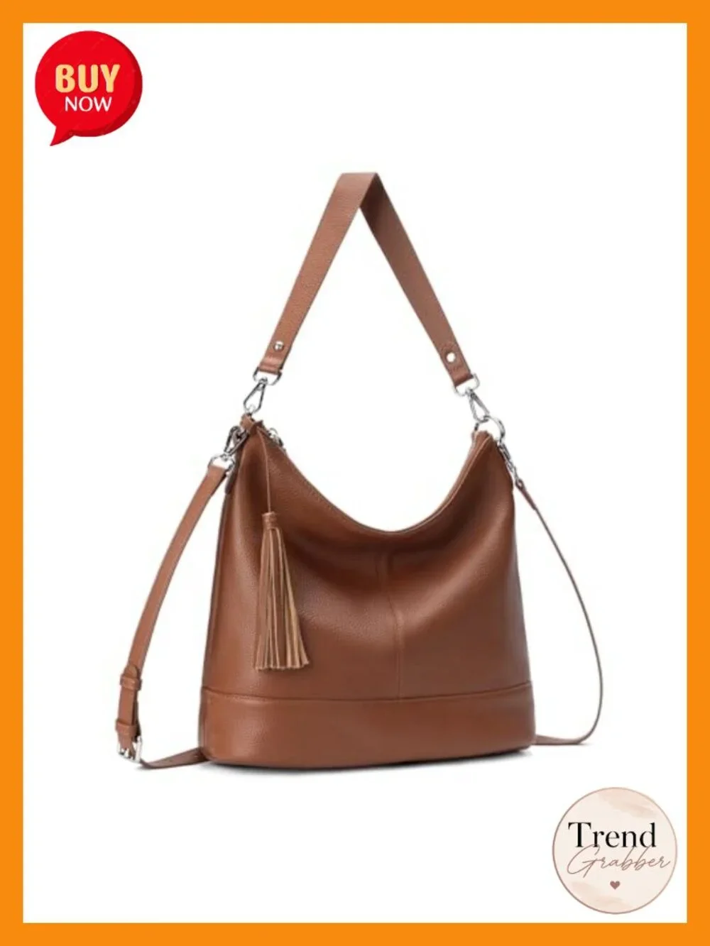 Genuine Leather Hobo Crossbody Bag, Soft Real Leather Bucket Shoulder Handbag